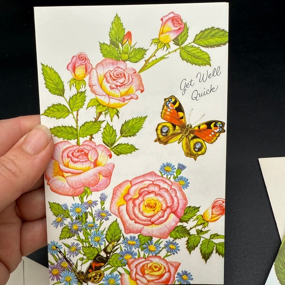 Vintage Get Well Cards with Butterflies and Botanical Floral Illustrations‎ - Picture 5 of 11